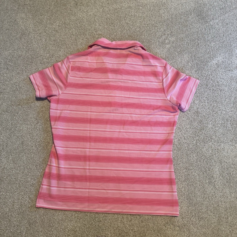 Nike Golf Nike Fit Dry Women's M Pink/White Striped Polyester Golf Polo - Picture 5 of 5